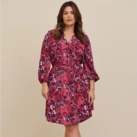 Torrid Mini Studio Crepe de Chine Shirt Dress Size 0 - Picture 3 of 6